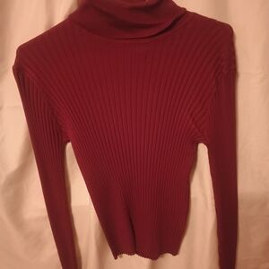 Nine West Burgundy Ribbed Sweater